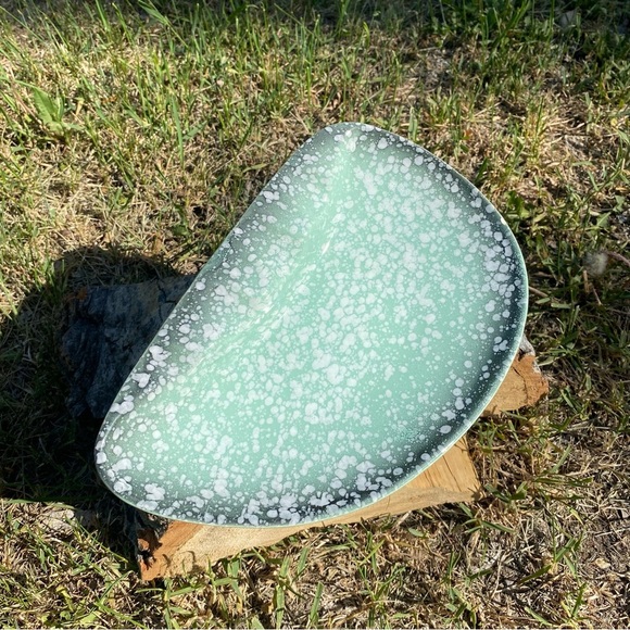 Vintage USA Ashtray , catch all jewelry dish trinket tray blue speckled atomic - Picture 8 of 9